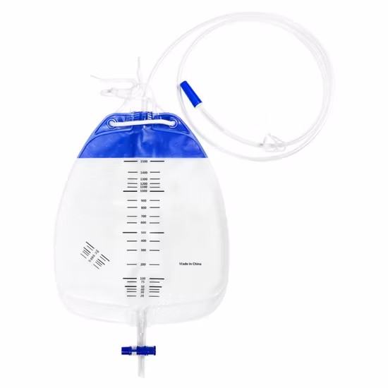 Bolsa médica de drenaje urinario de 2000ml, bolsa de orina con válvula de empuje/tracción para adultos